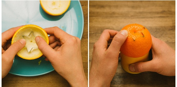 fazendo formas na casca de laranja 