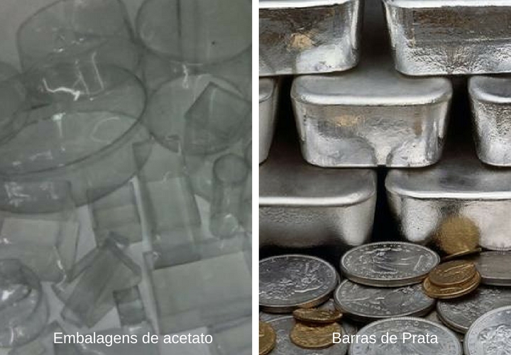 barras de ouro e acetado reciclados da radiografia