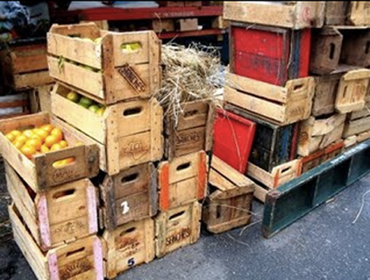 caixas de frutas de madeira