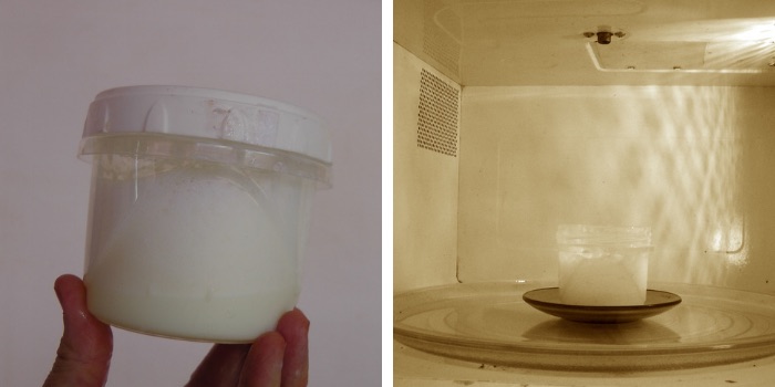 leite vaporizado no microondas